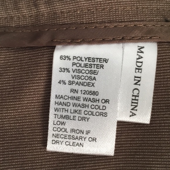 Brown stretch polyester viscose slacks - Picture 6 of 6